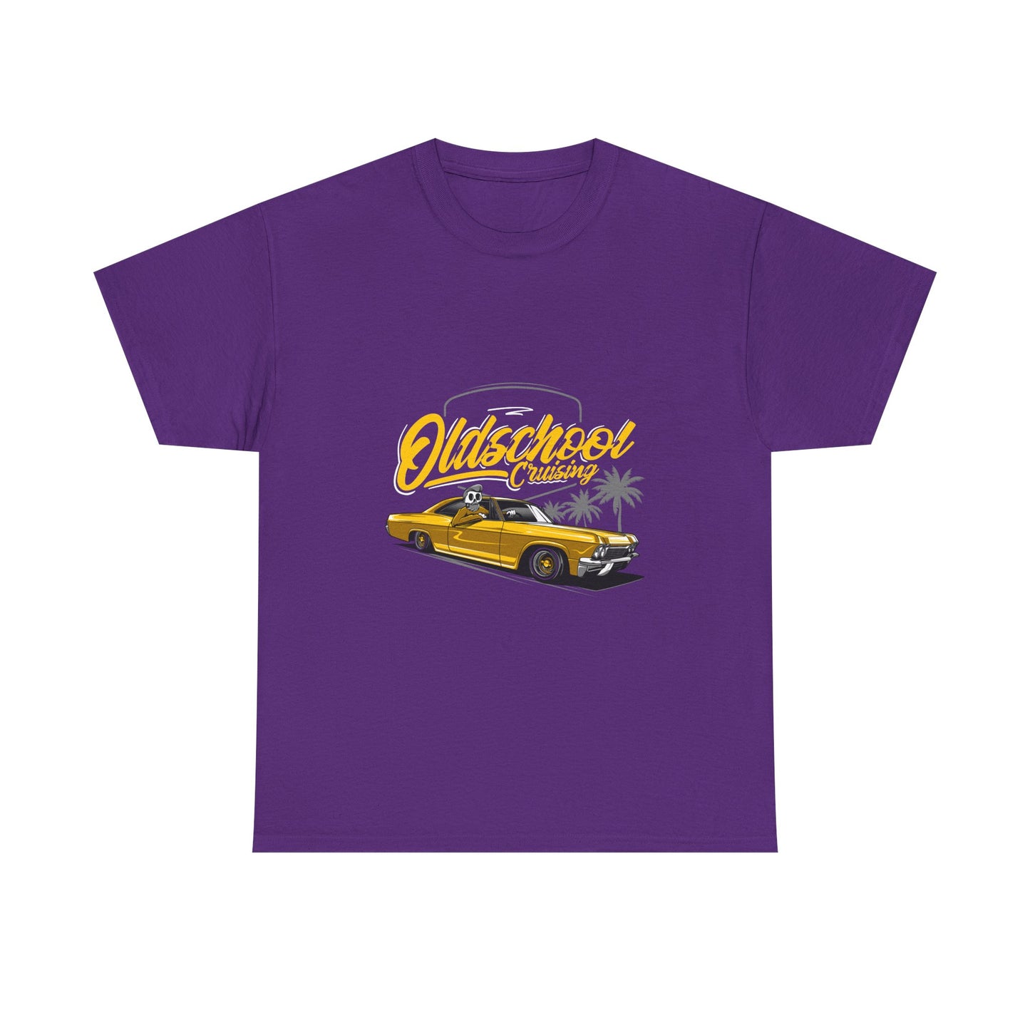 Retro Car Unisex Heavy Cotton Tee - "Oldschool Cruisin'" T-shirt Design - CreativeRino