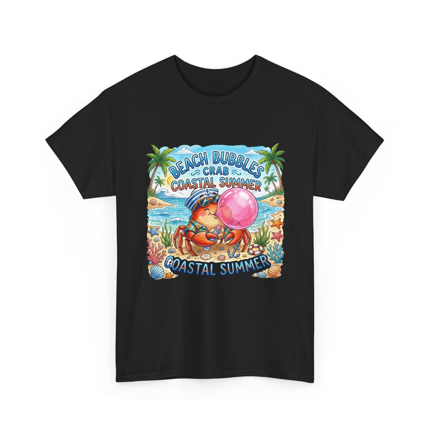 Beach Bubbles Crab Coastal Summer T-Shirt Printify