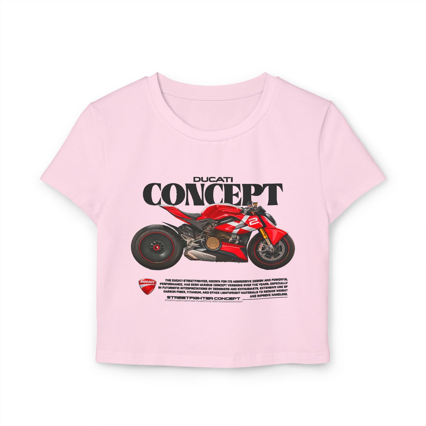 Ducati Concept Women's Baby Tee - Stylish Motorcycle Graphic Top - CreativeRino