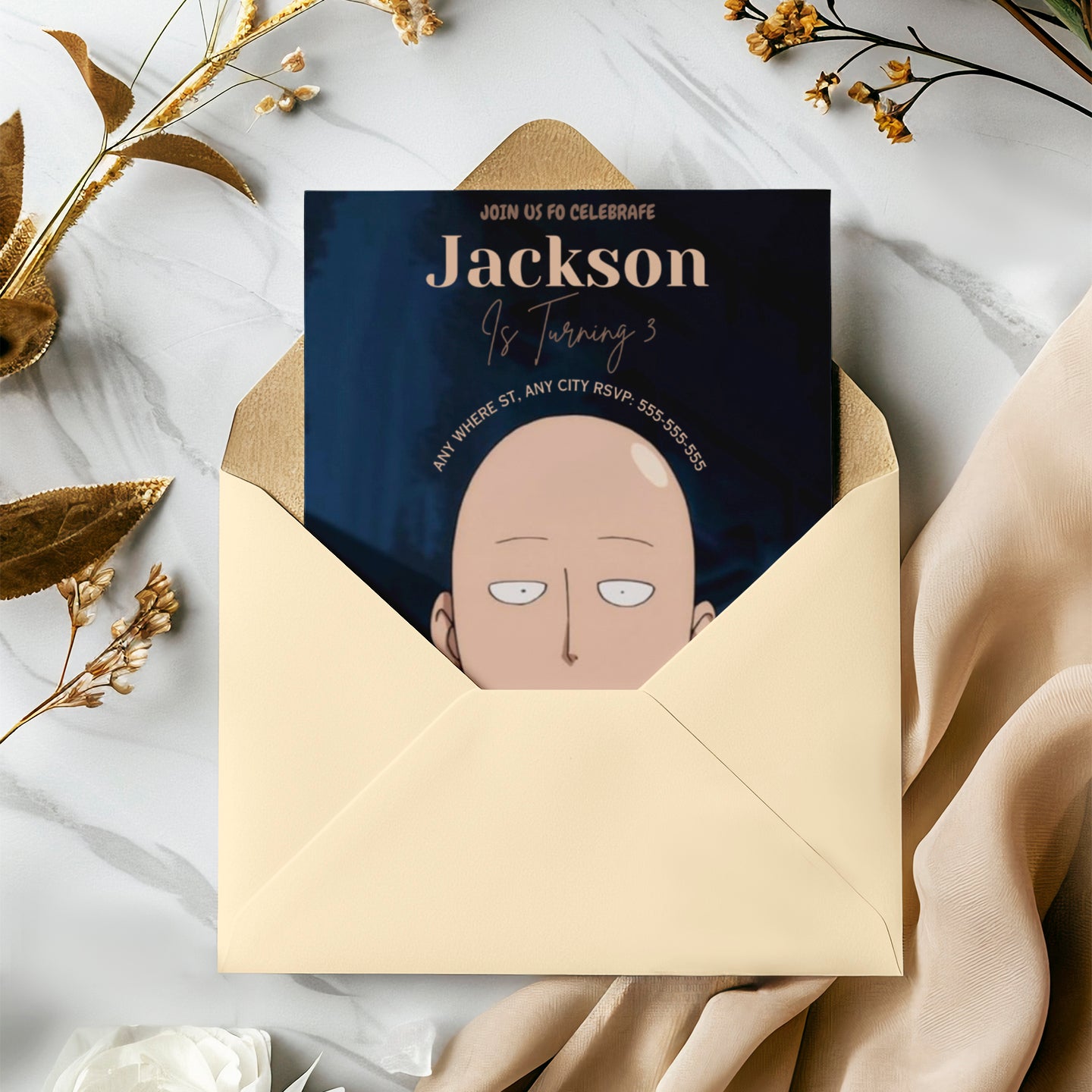 One Punch Man Birthday Invitation Template - CreativeRino
