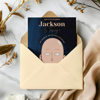 One Punch Man Birthday Invitation Template - CreativeRino
