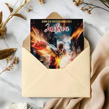 One Punch Man Birthday Invitation Template - CreativeRino