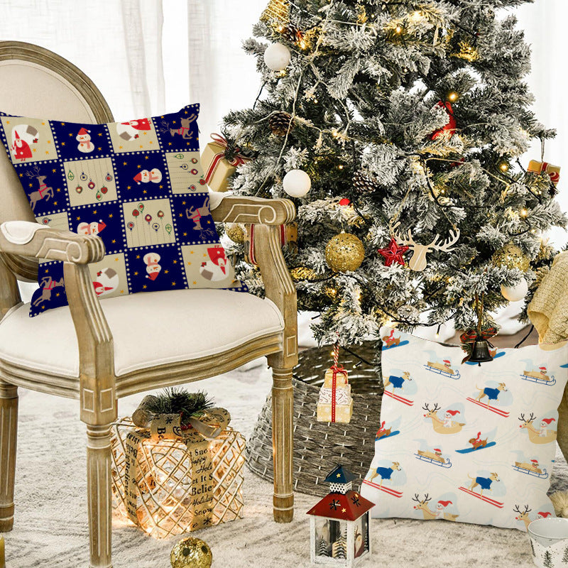 Cute Cartoon Snowman Pillow Cover | Holiday Sofa Cushion for Living Room Decor