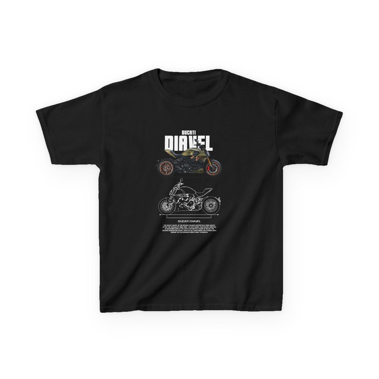 Ducati Diavel Cool Motorcycle Graphic Kids Heavy Cotton Tee - Perfect T-shirt for Young Riders - CreativeRino