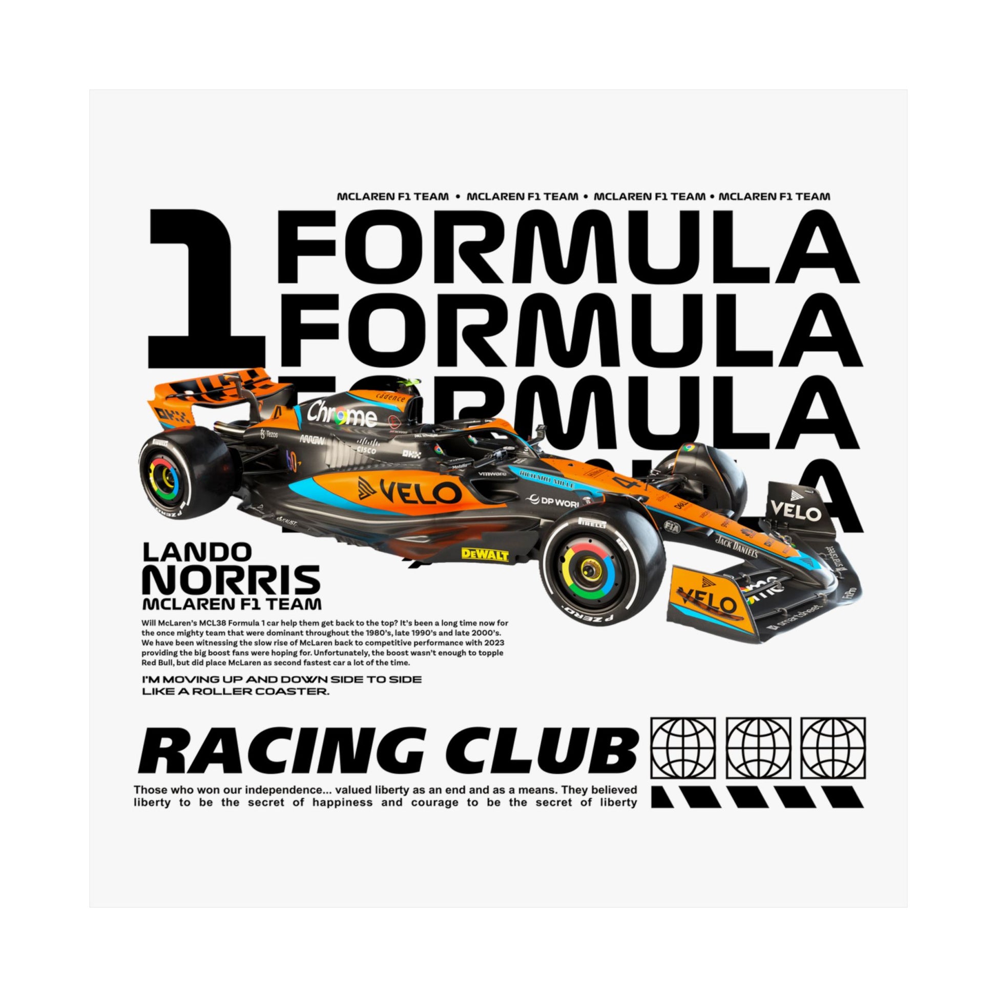 Racing Club Matte Vertical Poster featuring Lando Norris - Formula 1 Art - CreativeRino