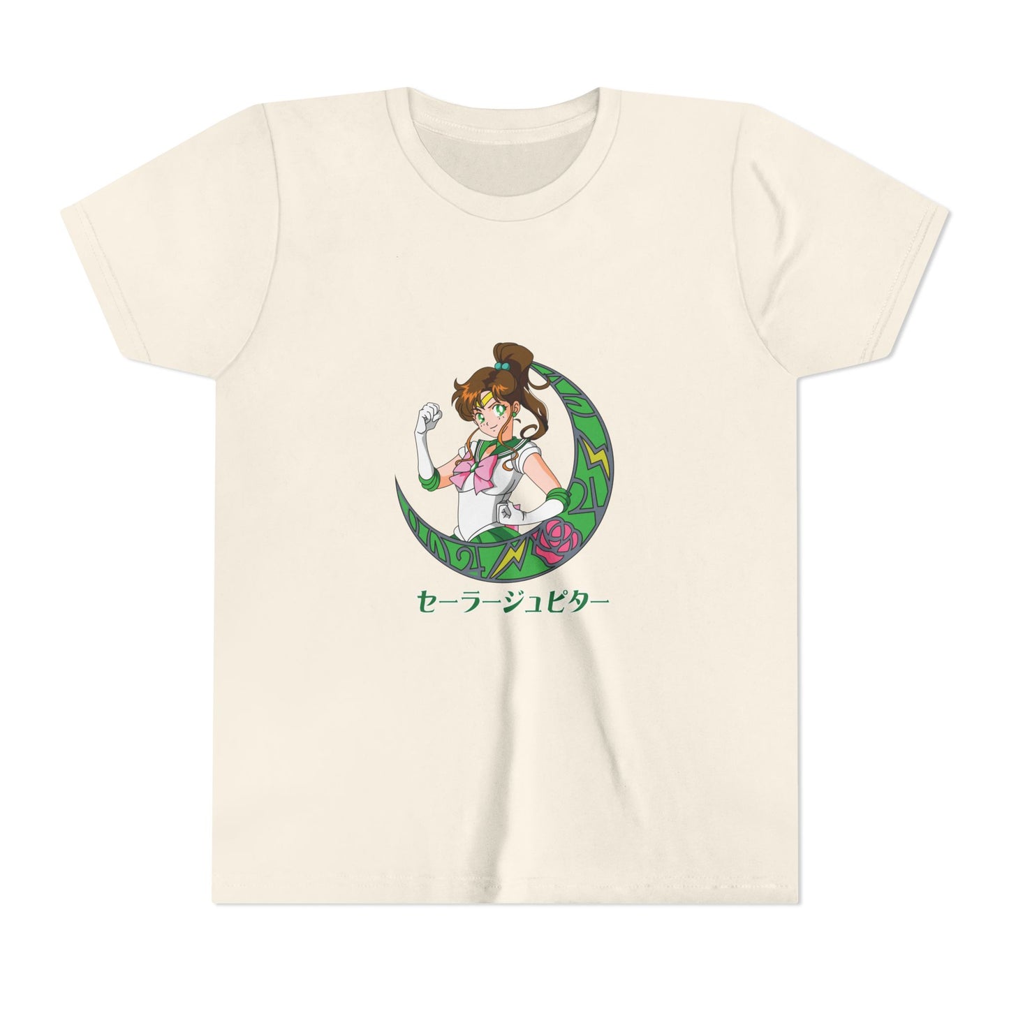 Youth Short Sleeve Tee - Cute Anime T-shirt Design with Floral Moon - CreativeRino