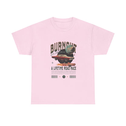 Burnout Road Race Unisex Heavy Cotton Tee - Vintage Graphic T-Shirt for Car Enthusiasts - CreativeRino