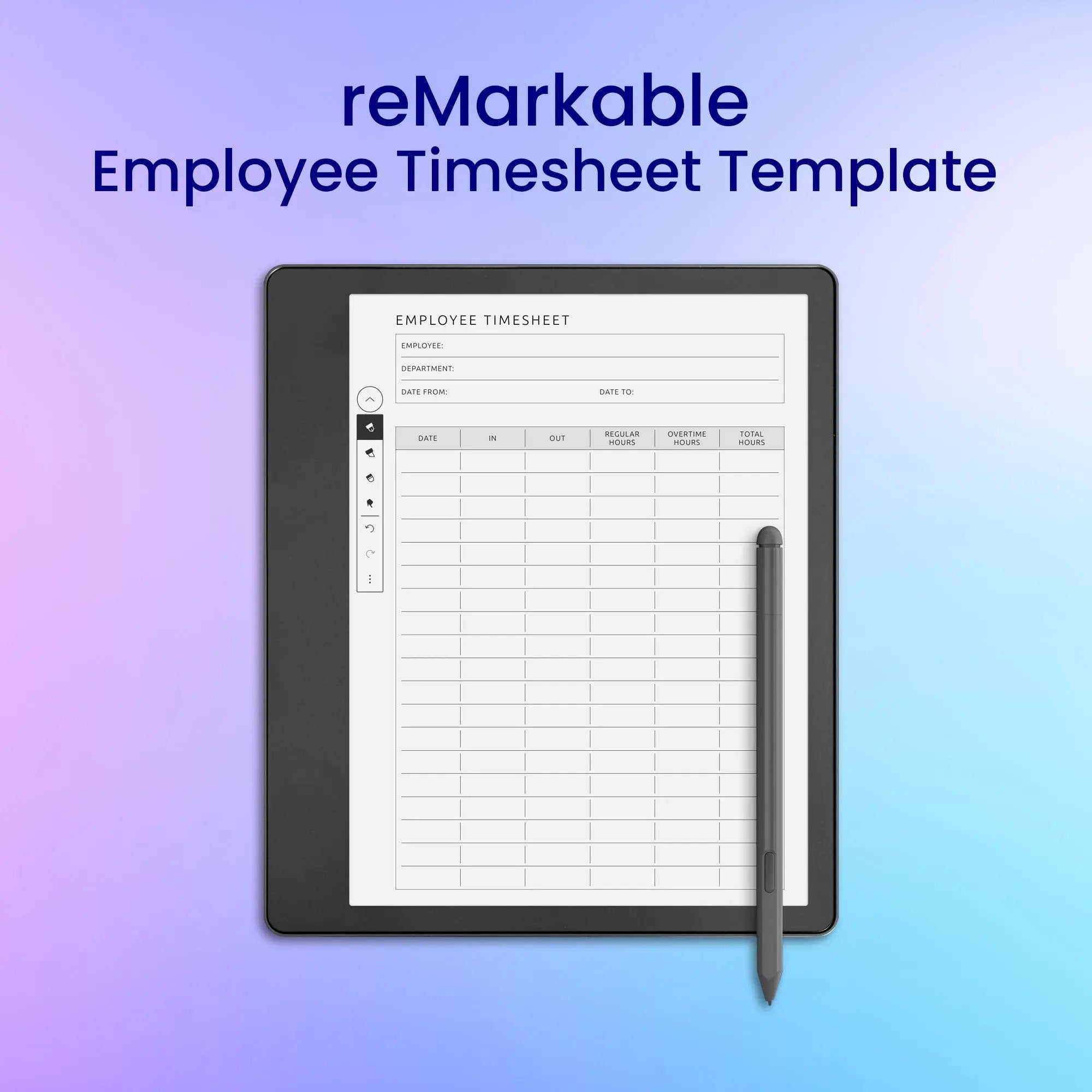 reMarkable 2 Employee Timesheet Template Planner Template – CreativeRino