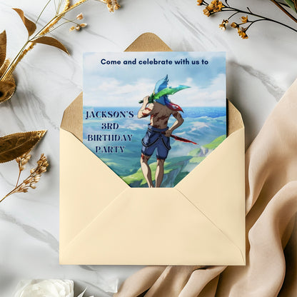Shangri La Frontier Birthday Invitation Template - CreativeRino