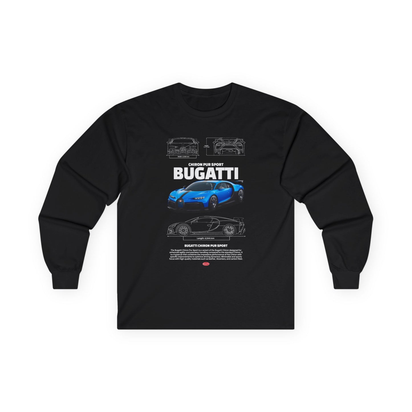 Bugatti Sports Car Unisex Long Sleeve Tee - Perfect T-shirt for Car Enthusiasts - CreativeRino