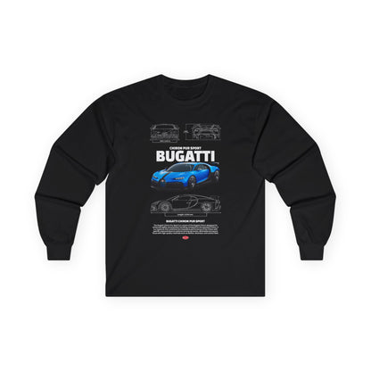 Bugatti Sports Car Unisex Long Sleeve Tee - Perfect T-shirt for Car Enthusiasts - CreativeRino
