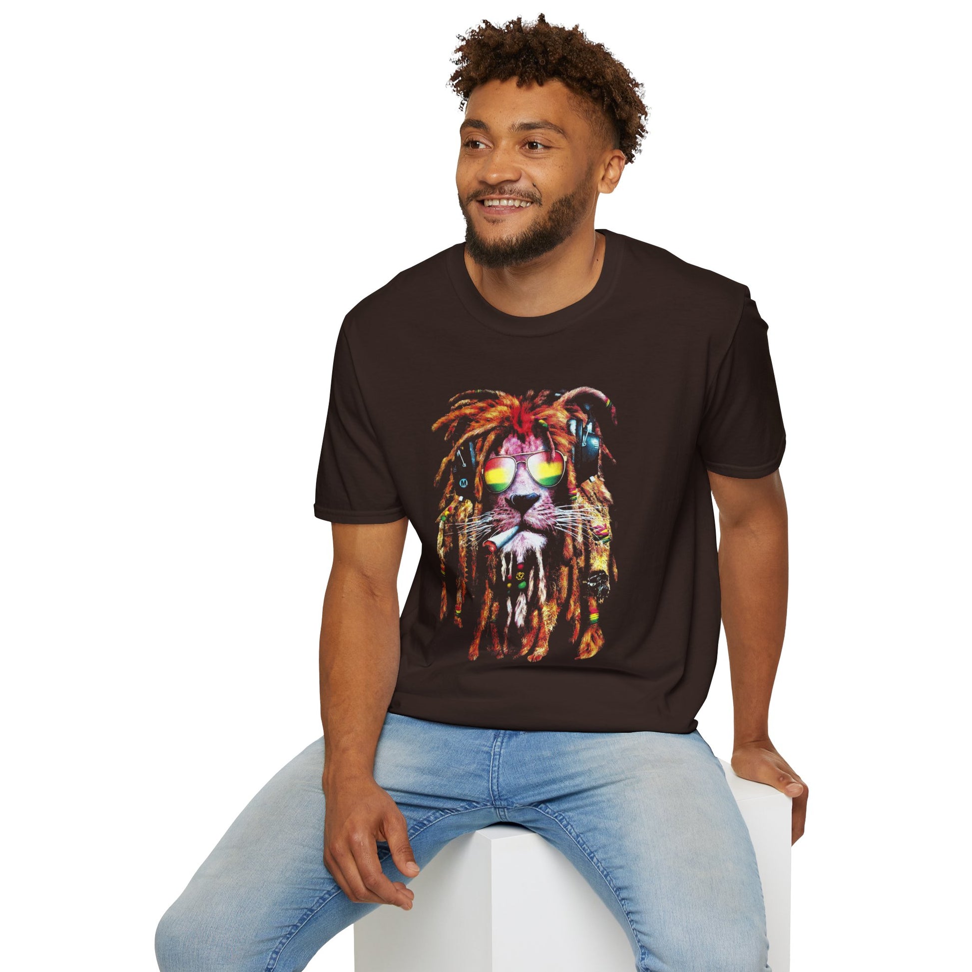 Iron Lion Zion Vibes Unisex Softstyle T-Shirt - Cool Graphic Tee for Music Lovers - CreativeRino