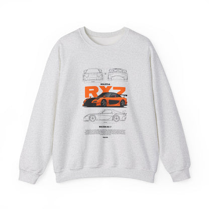 Mazda RX-7 Unisex Heavy Blend™ Crewneck Sweatshirt - Car Enthusiast Apparel - CreativeRino
