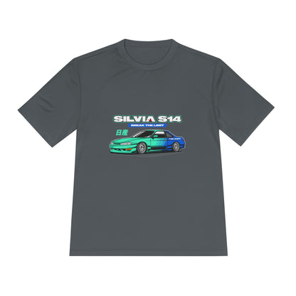 Silvia S14 Unisex Moisture Wicking Tee -  Car Graphic T-shirt for Car Enthusiasts - CreativeRino