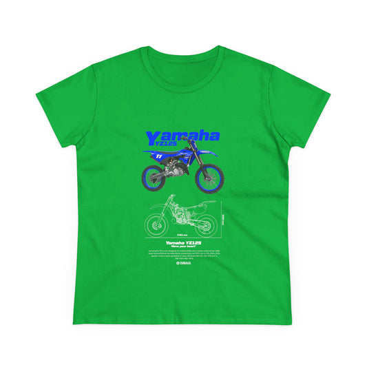 Yamaha YZ125 Motorcycle Women's Cotton Tee - Casual Biker T-shirt - CreativeRino