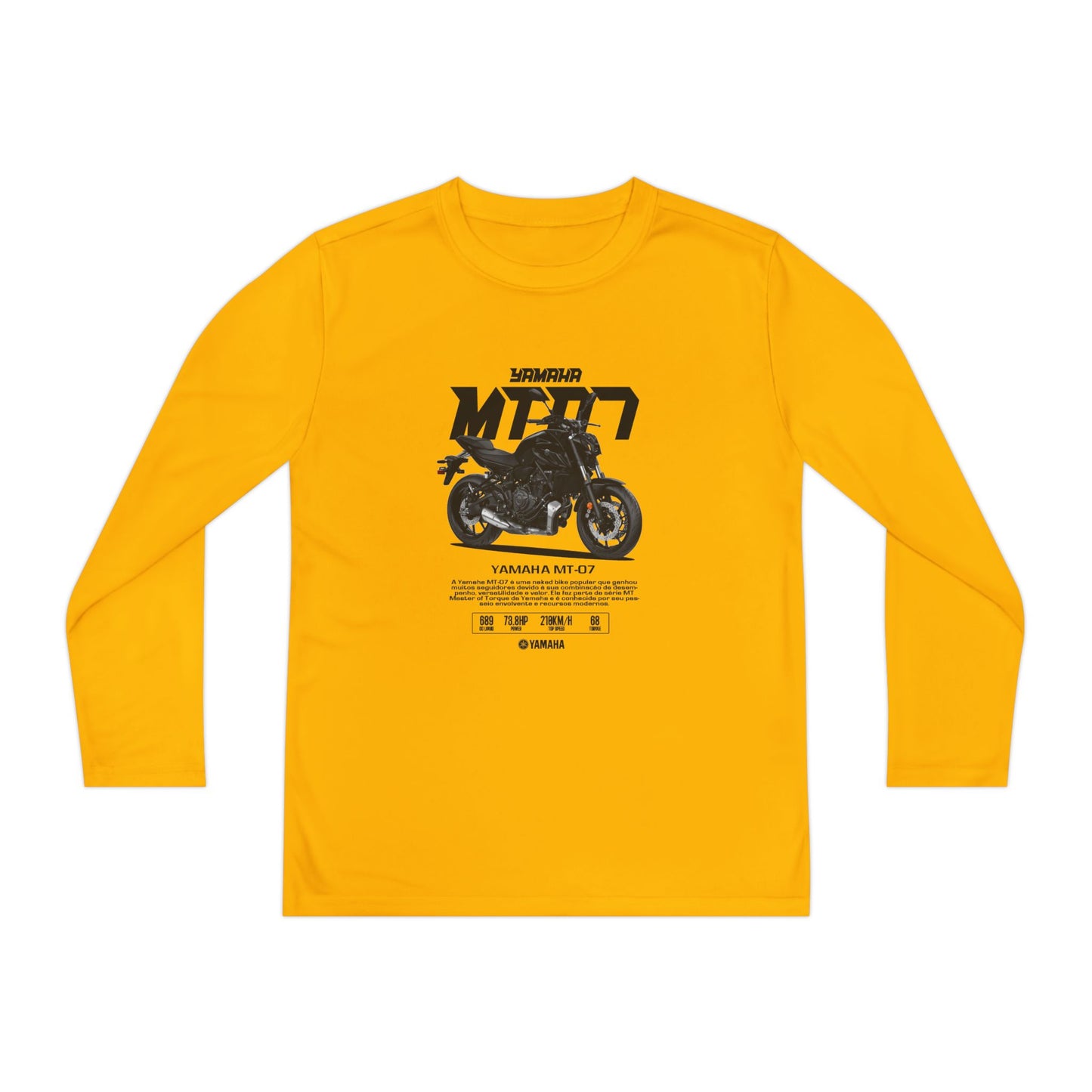 Yamaha MT-07 Youth Long Sleeve Competitor Tee - Cool Motorcycle T-shirt Design for Young Riders - CreativeRino