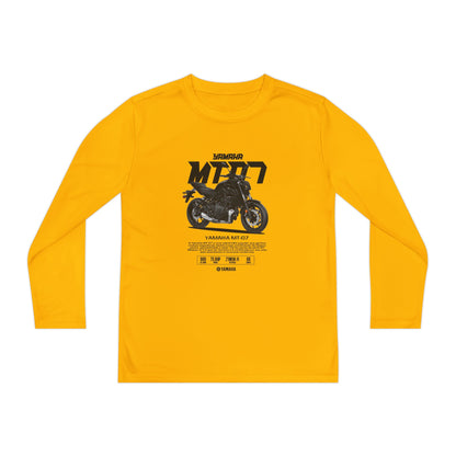 Yamaha MT-07 Youth Long Sleeve Competitor Tee - Cool Motorcycle T-shirt Design for Young Riders - CreativeRino