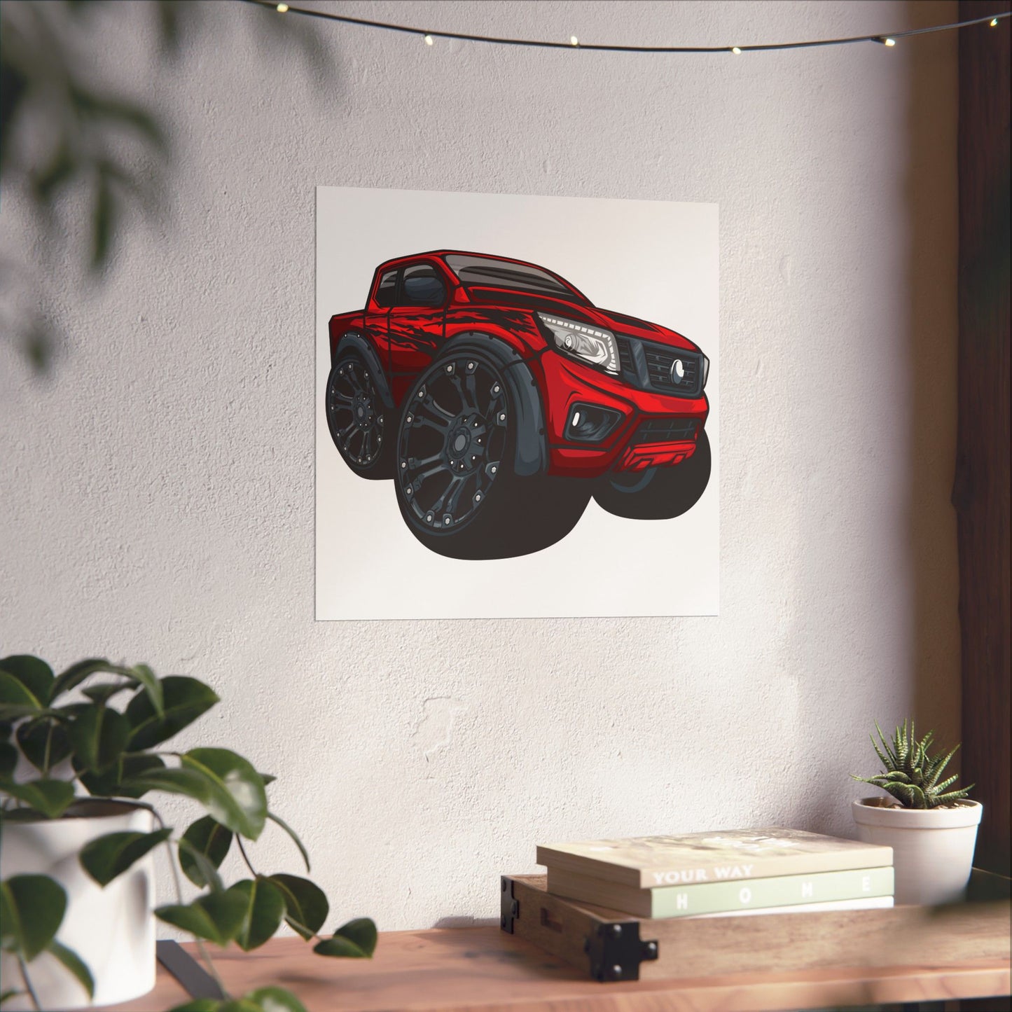 Bold Red Truck Matte Square Poster | Automotive Wall Art for Car Enthusiasts - CreativeRino