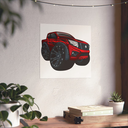 Bold Red Truck Matte Square Poster | Automotive Wall Art for Car Enthusiasts - CreativeRino