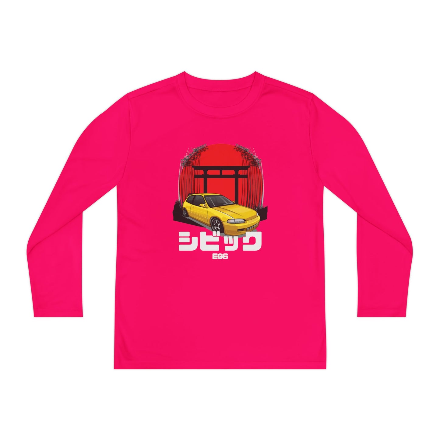 Civic Estilo Youth Long Sleeve Car Graphic Tee - Stylish & Sporty T-shirt Design - CreativeRino