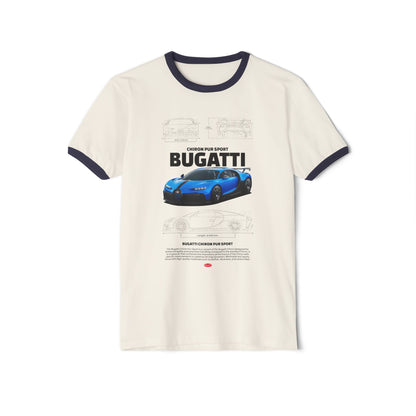 Bugatti Chiron Pur Sport Car Unisex Cotton Ringer T-Shirt | Automotive Enthusiasts Apparel - CreativeRino