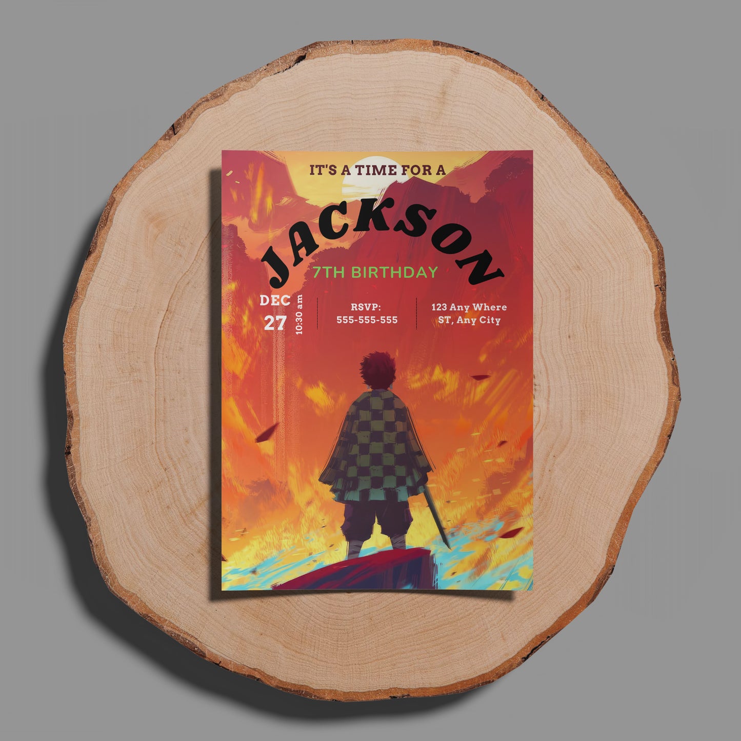 Demon Slayer Birthday Invitation Template