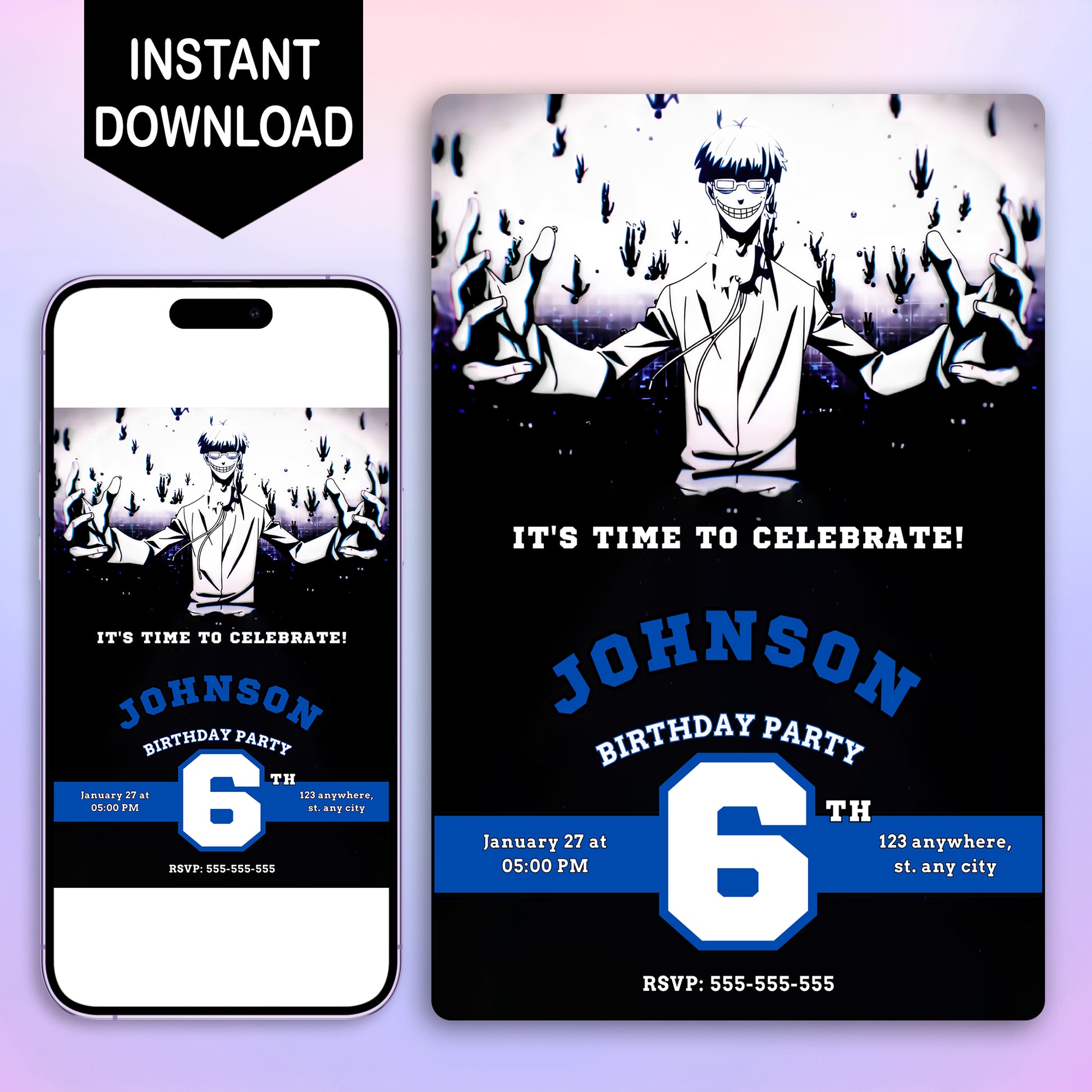 Blue Lock Birthday Invitation Template - CreativeRino