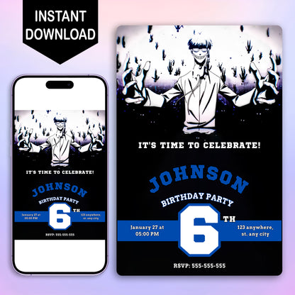 Blue Lock Birthday Invitation Template - CreativeRino