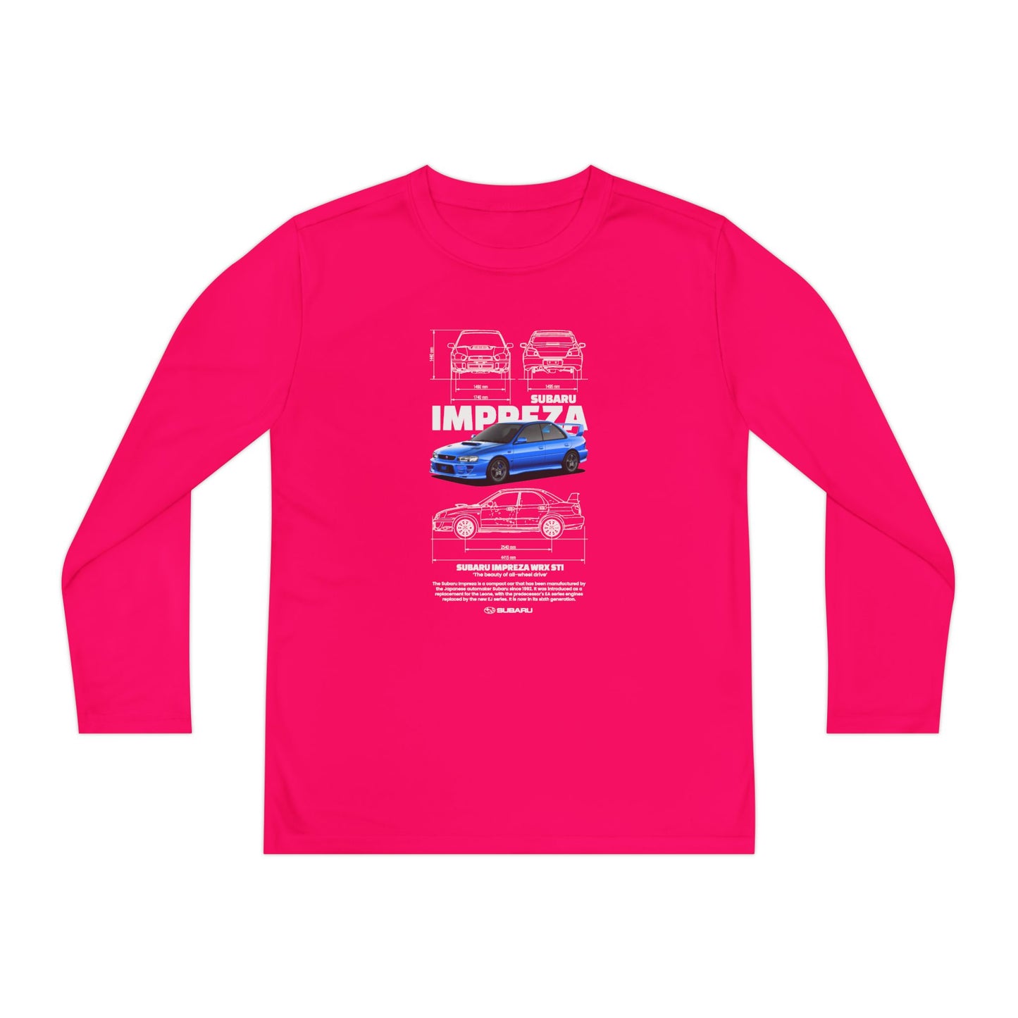 Subaru Impreza Youth Long Sleeve Tee - Coo l Car Design for Young Automotive Enthusiasts - CreativeRino
