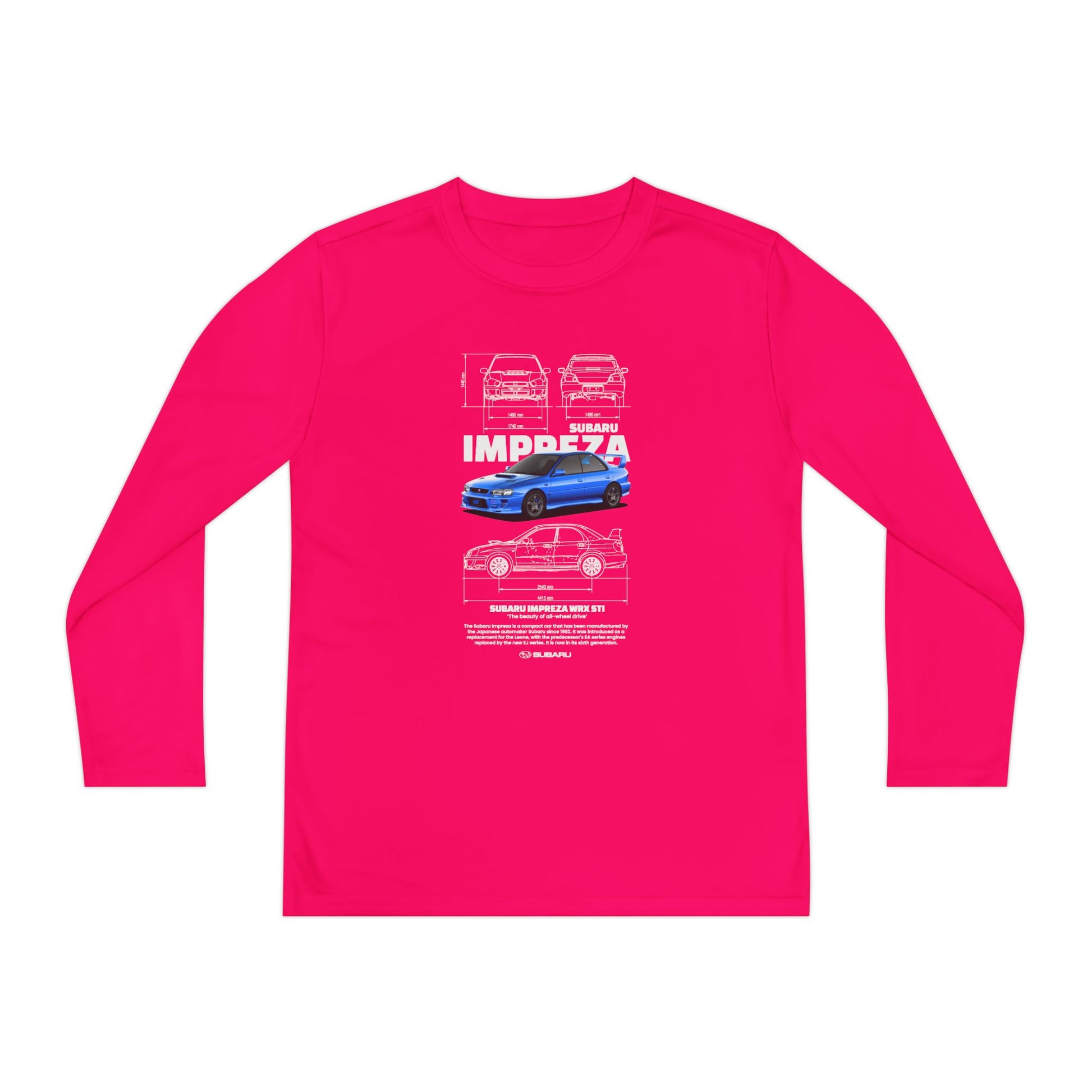 Subaru Impreza Youth Long Sleeve Tee - Coo l Car Design for Young Automotive Enthusiasts - CreativeRino