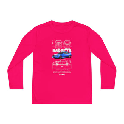 Subaru Impreza Youth Long Sleeve Tee - Coo l Car Design for Young Automotive Enthusiasts - CreativeRino