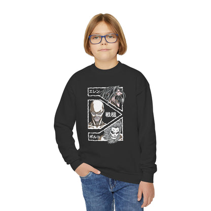 Attack on Titan Youth Anime-Inspired Crewneck Sweatshirt with Graphic Art - CreativeRino