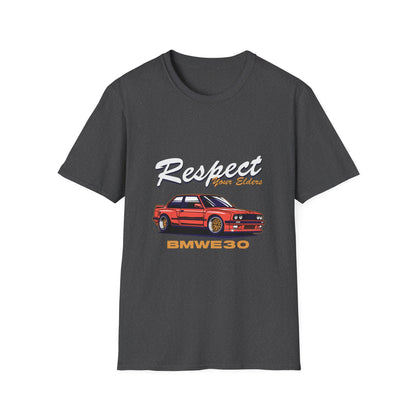 Respect Your Elders BMW E30 Unisex Softstyle T-Shirt - CreativeRino