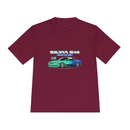 Silvia S14 Unisex Moisture Wicking Tee -  Car Graphic T-shirt for Car Enthusiasts - CreativeRino