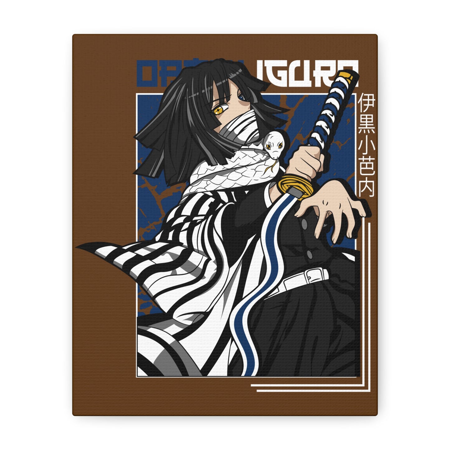 Anime-Inspired Stretched Canvas Print - Demon Slayer Dynamic Samurai Artwork for Home Decor - CreativeRino