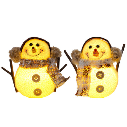 Charming Glowing Snowman Christmas Ornament Decor | Checkered Striped Scarf Doll with LED Light eprolo