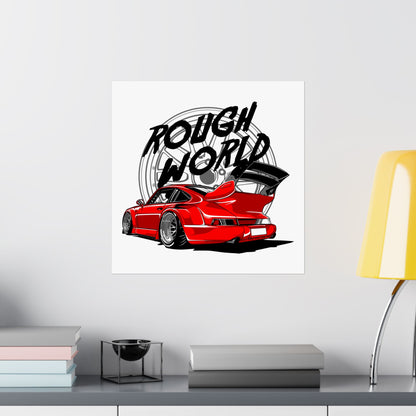 Rough World Car Art Poster - Matte Square Print for Auto Enthusiasts - CreativeRino