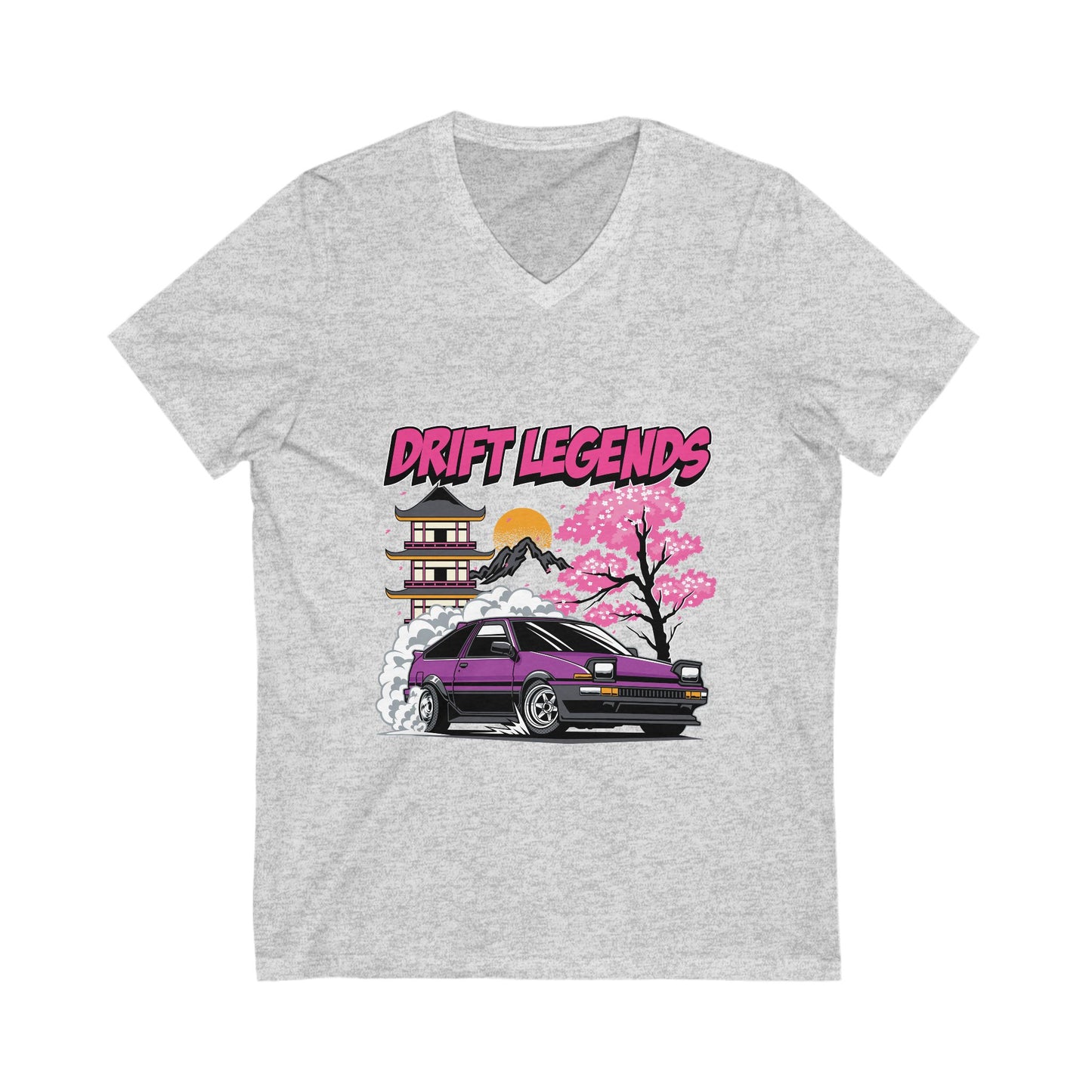 Drift Legends V-Neck Tee - Unisex Casual Car Enthusiast T-Shirt - CreativeRino