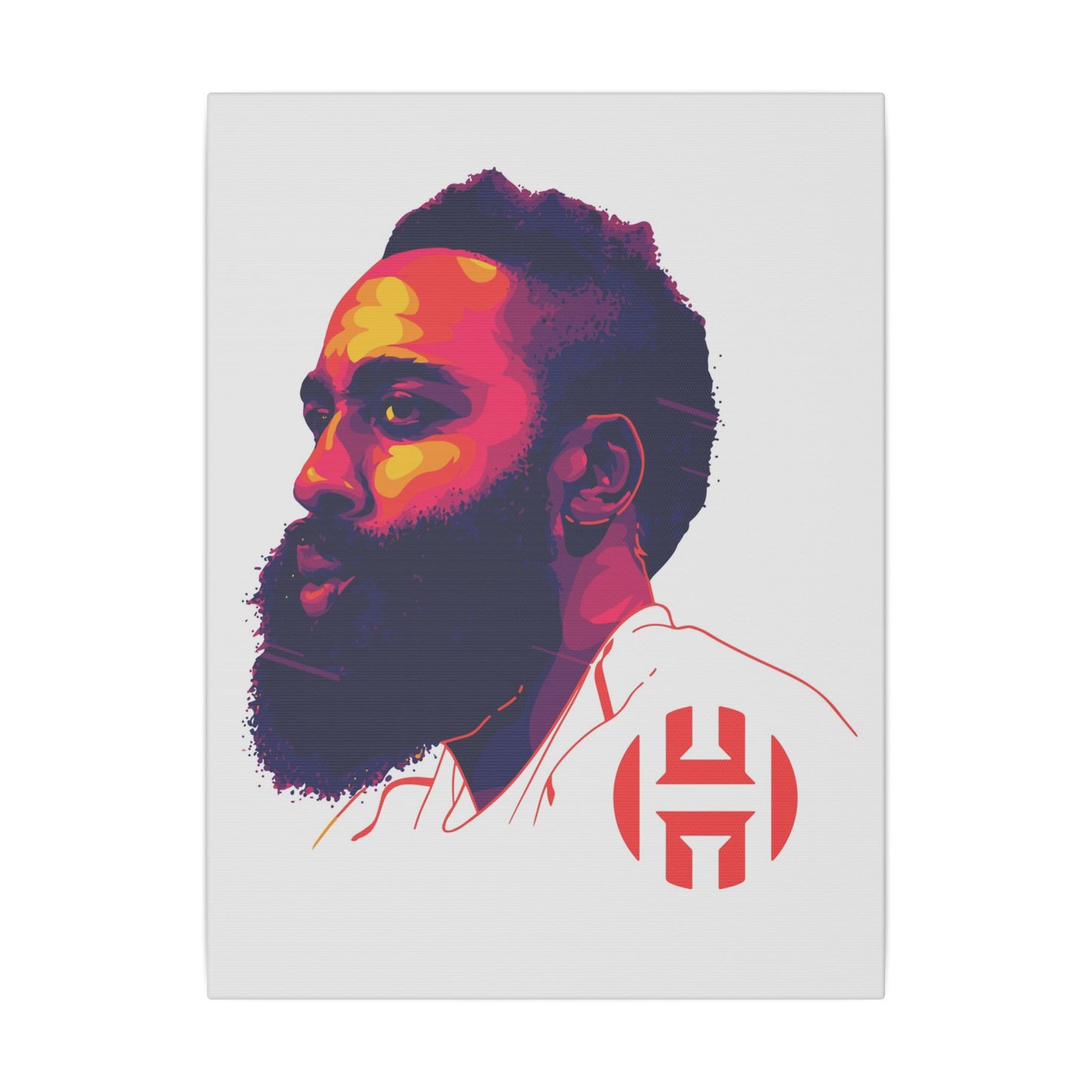 Stretched Matte Canvas Art - Vibrant Portrait of James Harden - CreativeRino