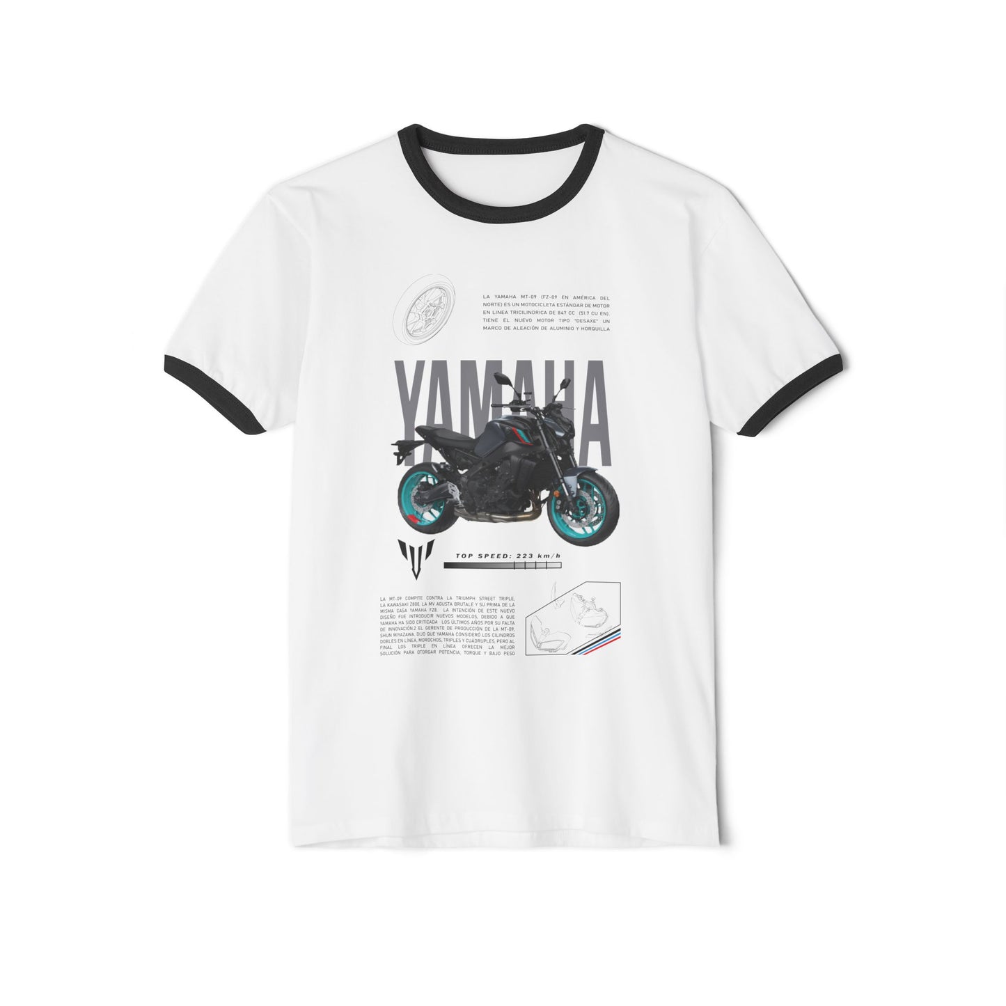 Yamaha Motorcycle Unisex Cotton Ringer T-Shirt - Vintage Design - CreativeRino