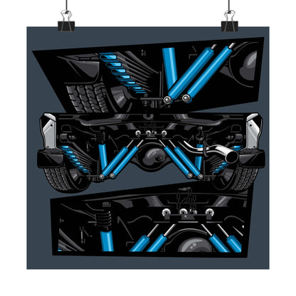 Automotive Matte Square Posters - Dynamic Car Suspension Art for Gearheads - CreativeRino
