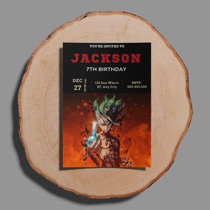 Dr. Stone Birthday Invitation Template - CreativeRino