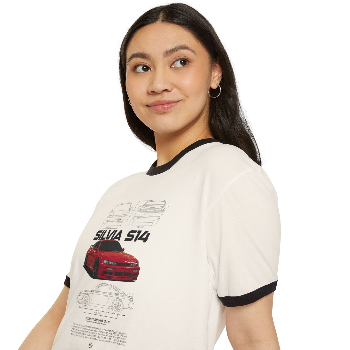 Nissan Silvia S14 Unisex Ringer T-Shirt - Retro Car Enthusiast Apparel - CreativeRino