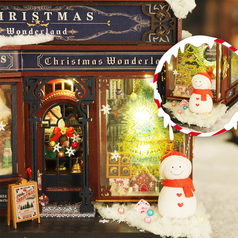DIY Wooden Merry Christmas Miniature Dollhouse Kit with LED Lights | Adult Handmade Xmas Gift eprolo