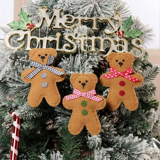 Cartoon Biscuit Bear Christmas Pendant Set | Small Ornament Collection for Tree & Party Decor | Holiday Supplies eprolo