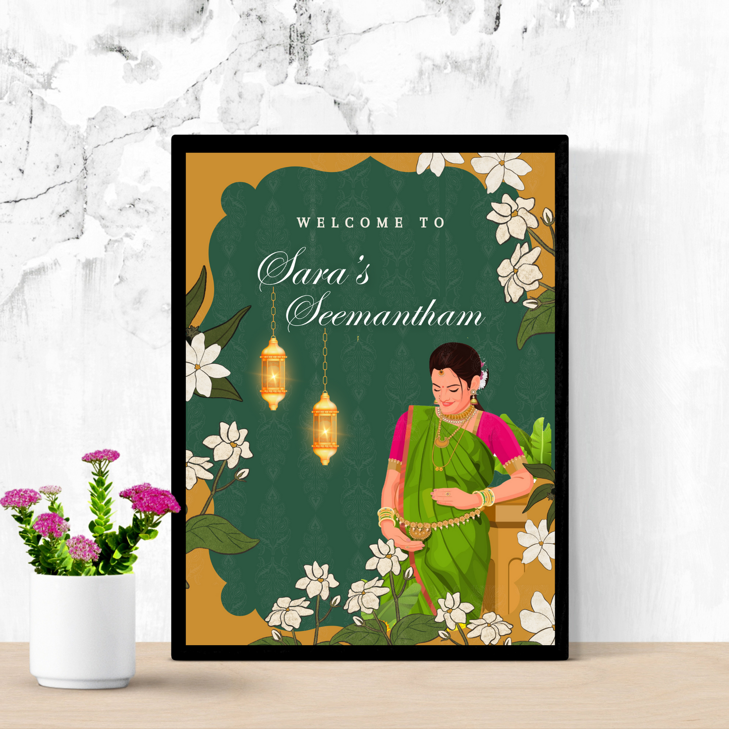 Seemantham Ceremony Sign Template | Indian Baby Shower Welcome Sign