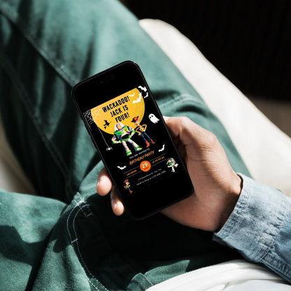 Toy Story Halloween Birthday Party Invitation Template | Woody & Buzz Lightyear Invite - CreativeRino