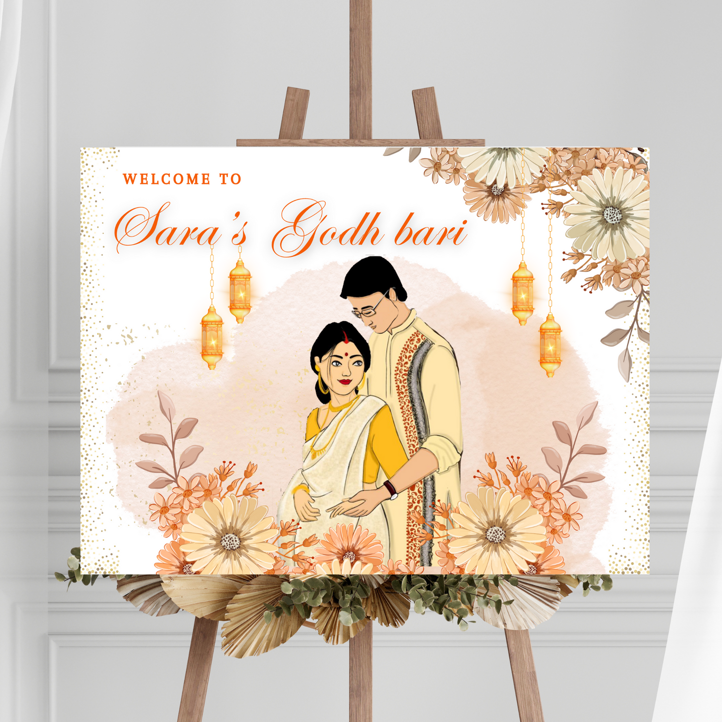 Godh Bharai Ceremony Sign Template | Indian Baby Shower Welcome Sign