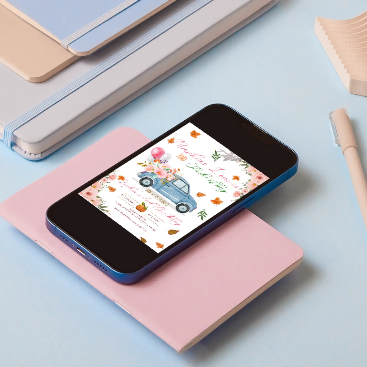 Fall Pumpkin Truck Birthday Party Invitation Template - CreativeRino