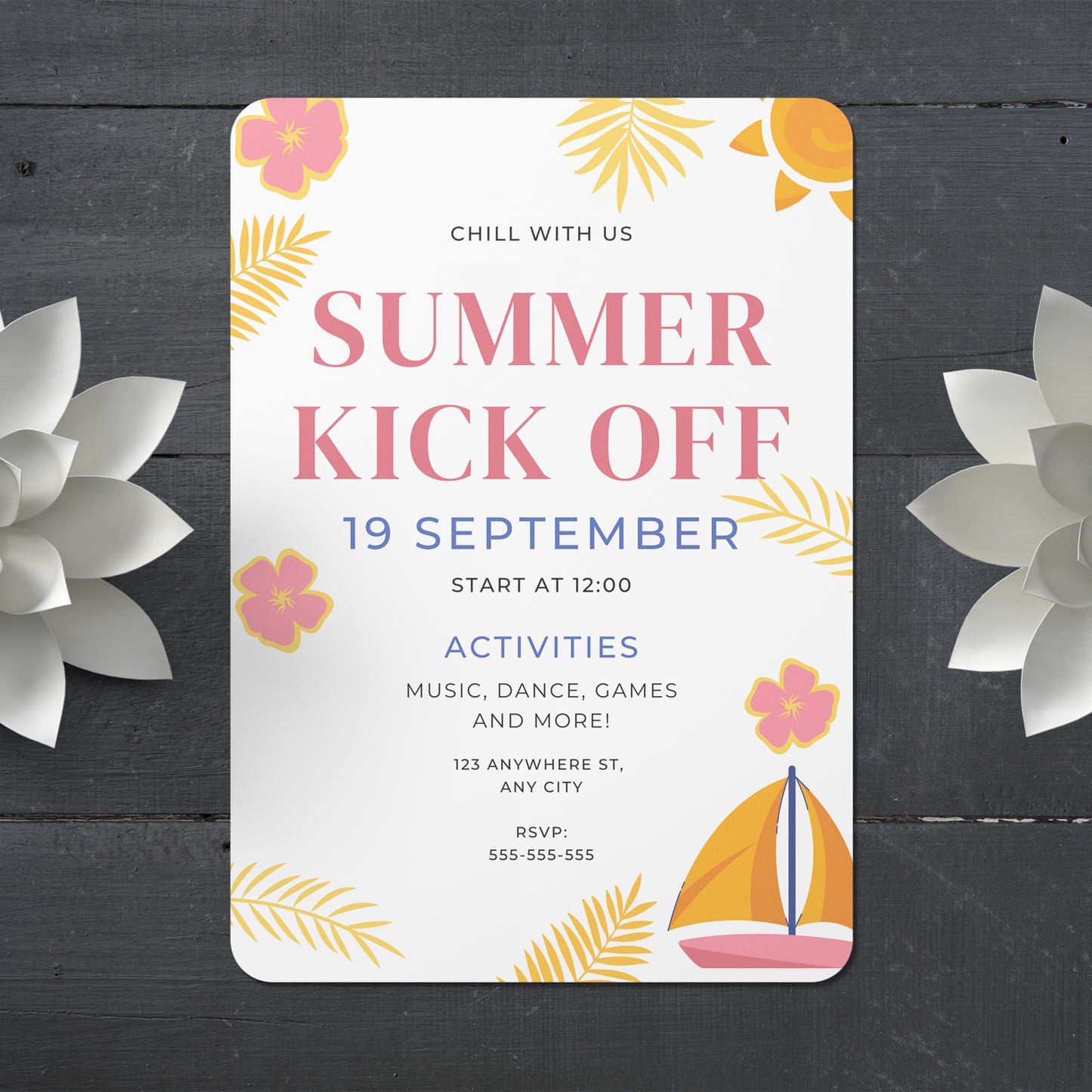 Summer Kick Off Party Invitation | End of Summer Party Invite Canva Template